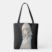 Anime Girl Tote Bag – Blue Hair Style トートバッグ (裏面)