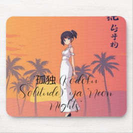 Anime Girl Vaporwaveマウスパッド | ネオンサンセットアエスト マウスパッド