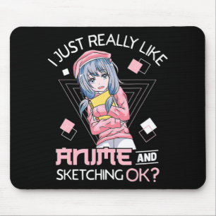 Anime Girl Waifu Who Loves Anime Ramen And Sketchi マウスパッド