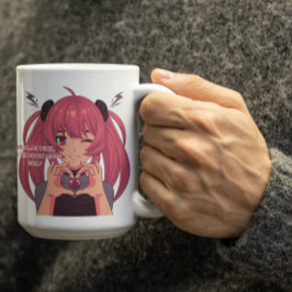 Anime Girl Winking & Finger Heart コーヒーマグカップ