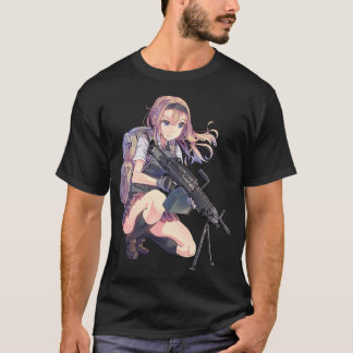 Anime girl with gun tシャツ
