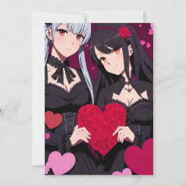 Anime Gothic Valentine's Red Hearts シーズンカード
