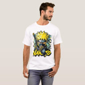 Anime Graphic T-Shirt – Bold Yellow Hair Character Tシャツ (正面フル)