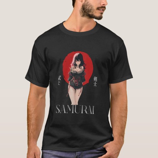Anime Grunge Waifu Samurai Emo Japanese Anime Girl Tシャツ (正面)