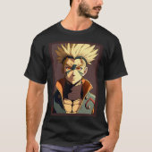 Anime Hero Yellow Haired Warrior Tシャツ (正面)