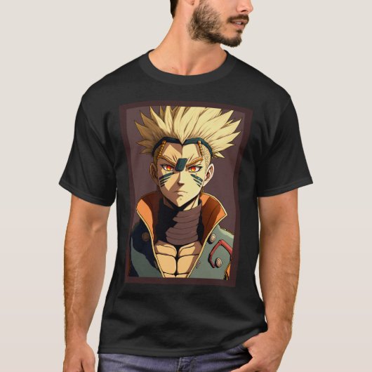 Anime Hero Yellow Haired Warrior Tシャツ (正面)