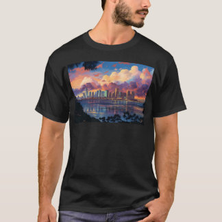 Anime Honolulu A Vibrant Anime Inspired Skyline gi Tシャツ