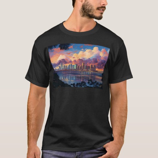 Anime Honolulu A Vibrant Anime Inspired Skyline gi Tシャツ (正面)