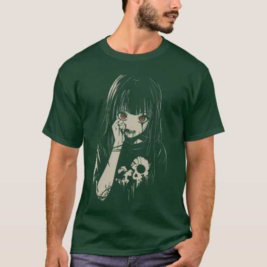 Anime Horror Girl Aesthetic Soft Grunge Waifu Japa Tシャツ (正面)
