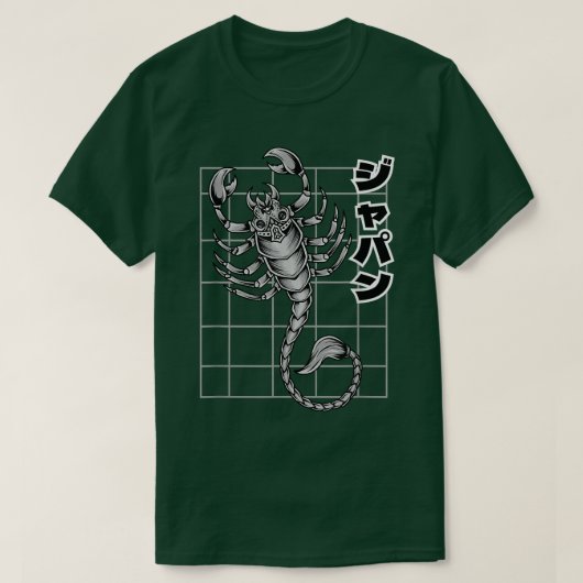 Anime Japan Retro Grunge Otaku Kanji Scorpion Tシャツ (デザイン正面)