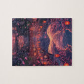 Anime Japanese Town at Sunset Puzzle – Cherry Blos ジグソーパズル (横)