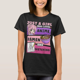 Anime Just a Girl Who Loves Anime Ramen Tシャツ