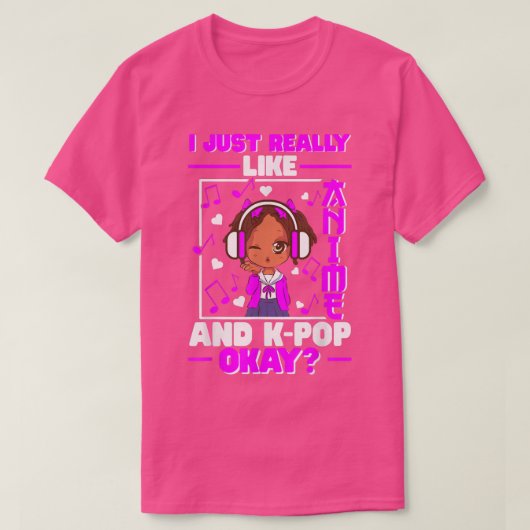 Anime K Pop African American Black Girl Kpop Music Tシャツ (デザイン正面)
