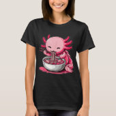 Anime Kawaii Axolotl Eating Ramen Noodles Tシャツ (正面)