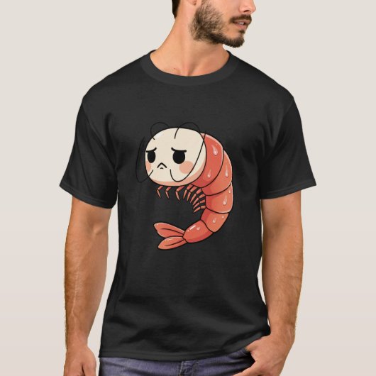 Anime Kawaii Shrimp Chibi, Cute Grumpy Shrimp Mang Tシャツ (正面)