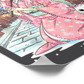 Anime Kimono Girl Christmas Japan Cat Xmas Japan A ポスター (角)