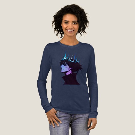 Anime King Gothic Male Portrait with Blue Crown トライブレンドＴシャツ (正面全体)