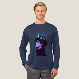 Anime King Gothic Male Portrait with Blue Crown トライブレンドＴシャツ