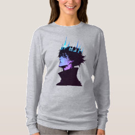Anime King Gothic Male Portrait with Blue Crown Tシャツ