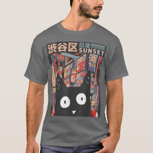 Anime Kitten Neko Japanマンガ原宿大宅図 Tシャツ