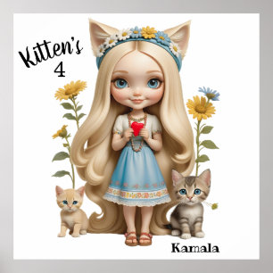 Anime Kittens Cats 4 Kamala甘いキッズカスタム ポスター