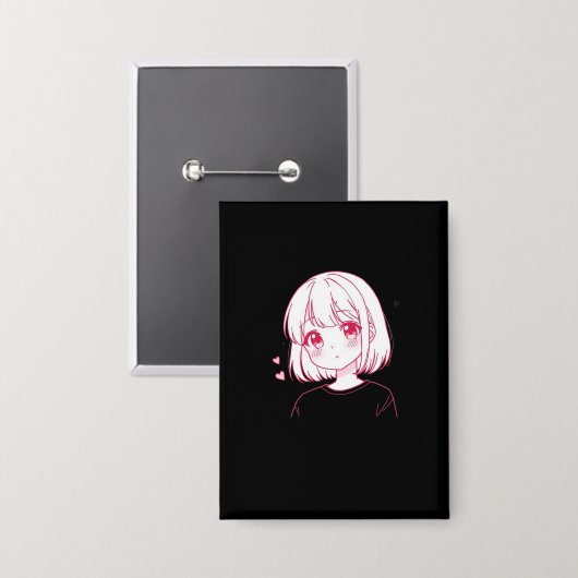 "Anime Love Vibes" 缶バッジ (正面/裏面)