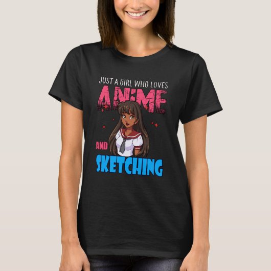 Anime Lover Girl Just a Girl Who Loves Anime and S Tシャツ (正面)