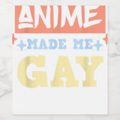 Anime Made MeゲイおもしろいミームLBGTQゲイプライド ワインラベル (シングルラベル)