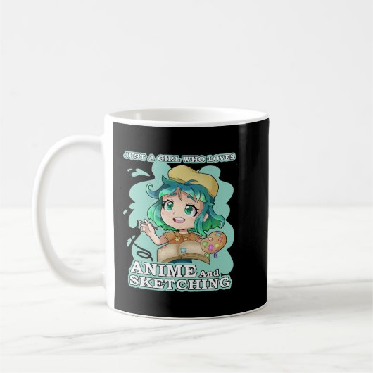 Anime Merch Just A Girl Who Loves Anime And Sketch コーヒーマグカップ (左)