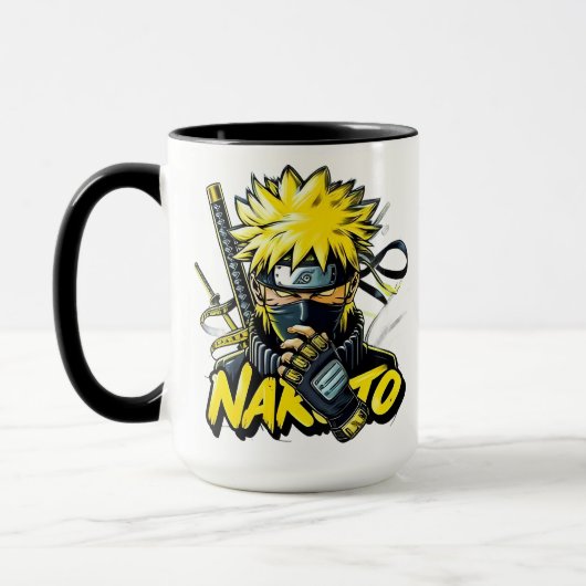 Anime Mug – Bold Yellow Hair Hero マグカップ (左)