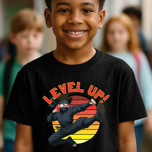 Anime Ninja On Retro Sunset Template トライブレンドＴシャツ