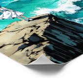 Anime Ocean Cliff Breeze Wall Art ポスター (角)