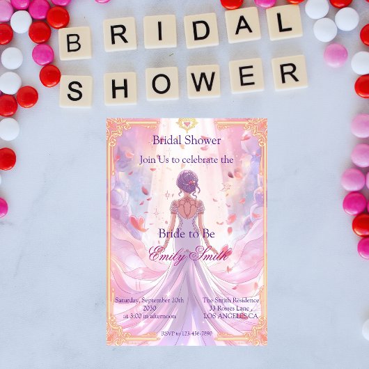Anime Pastel Fantasy Bridal Shower Invitation 招待状