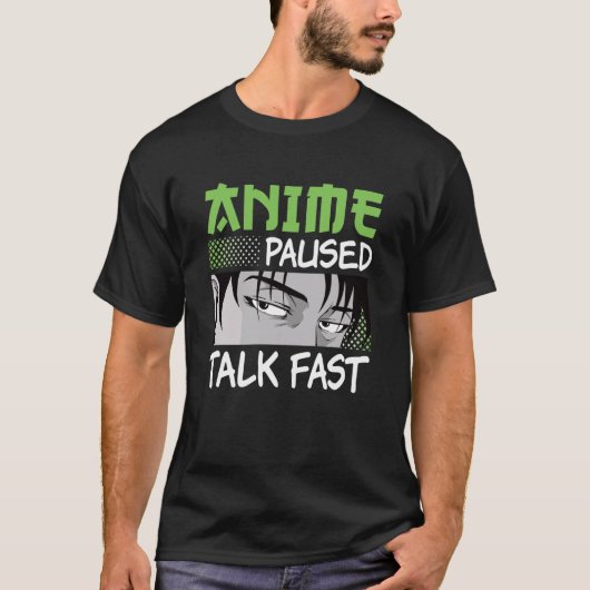 Anime Paused Talk Fast Otaku Manga Funny Anime Boy Tシャツ (正面)