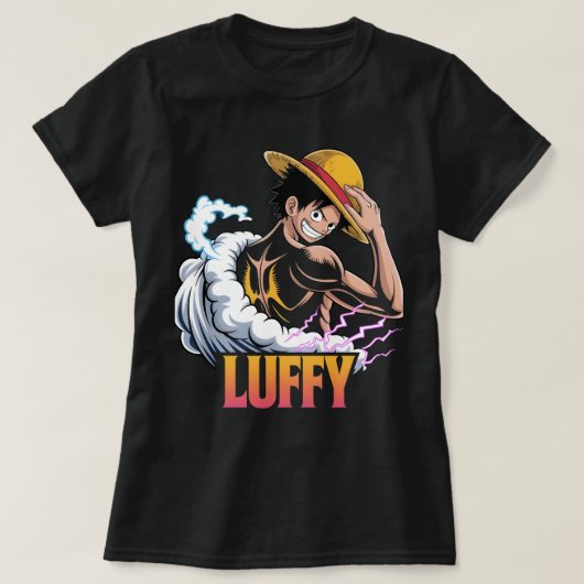 Anime Pirate Warrior Sticker – Straw Hat Hero Powe Tシャツ (デザイン正面)