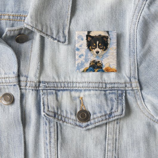 Anime Playful Dog Square Button 缶バッジ (インサイチュ)