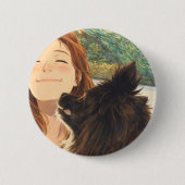 Anime Playful Puppy Round Button 缶バッジ (正面)