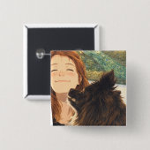 Anime Playful Puppy Square Button 缶バッジ (正面&裏面)