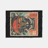 Anime Raccoon Ramen Japanese Funny Kawaii Gift Men フリースブランケット (正面(横))