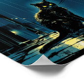 Anime Rainy Night Cat Wall Art ポスター (角)