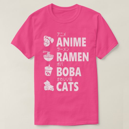 Anime Ramen Boba Cats Japanese Food Lover Manga Ot Tシャツ (デザイン正面)
