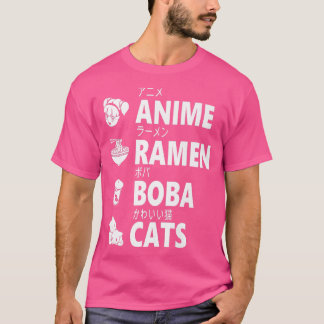 Anime Ramen Boba Cats Japanese Food Lover Manga Ot Tシャツ