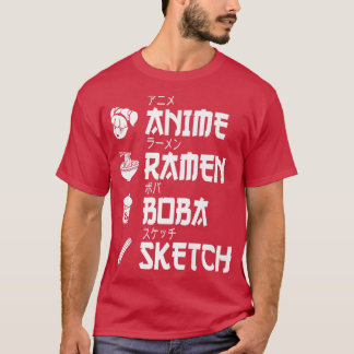 Anime Ramen Boba Sketching Japanese Food Lover Man Tシャツ