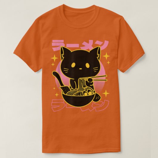 Anime Ramen Cat Retro Japanese Noodles Kawaii Gift Tシャツ (デザイン正面)