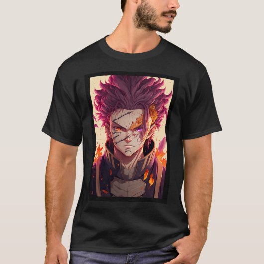 Anime Red Hair Warrior God Tシャツ (正面)
