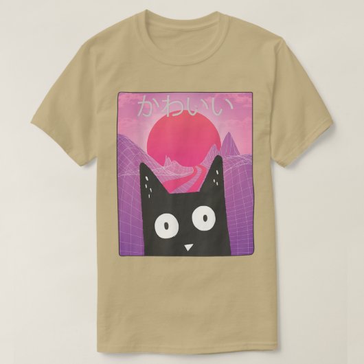 Anime Retro Kitten Neko Synthwave Japan 80s Manga  Tシャツ (デザイン正面)