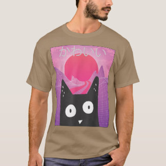 Anime Retro Kitten Neko Synthwave Japan 80s Manga  Tシャツ