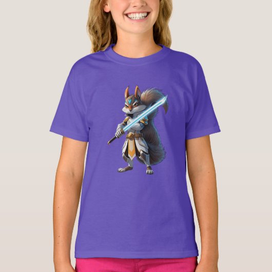 Anime Samurai Squirrel Warrior Tシャツ (正面)