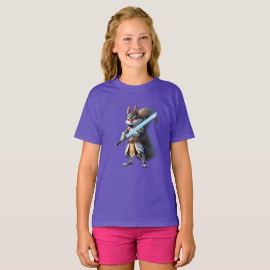 Anime Samurai Squirrel Warrior Tシャツ (正面フル)