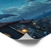 Anime Sky Whale Fantasy Wall Art ポスター (角)